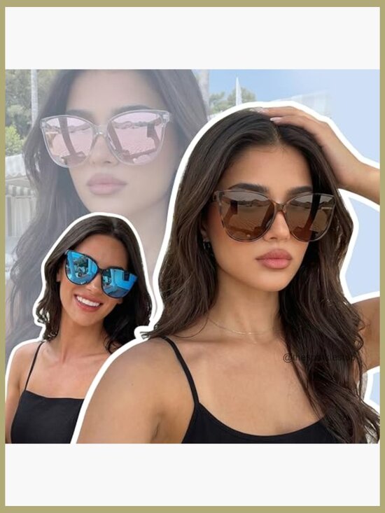 Polarized Oversized Cat Eye Sunglasses UV400 Protection Retro Frame main image 4